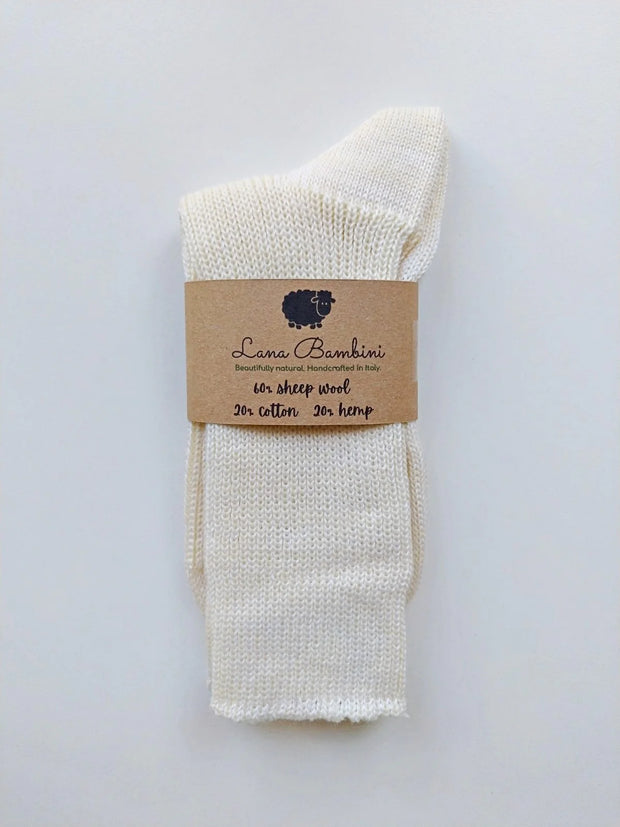 EMMA ~ Wool/Cotton/Hemp Sock. Natural. Undyed