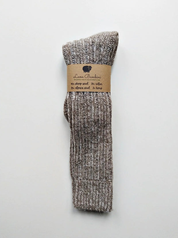 SARA LONG ~ Wool/Alpaca/Cotton/Hemp Sock. Natural. Undyed