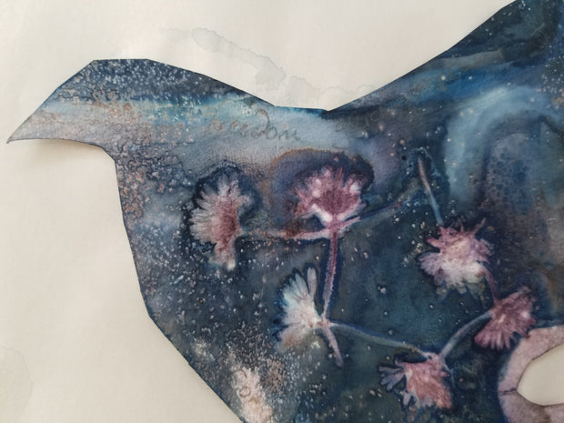 Artistic depiction of a flower with a blue and purple gradient background