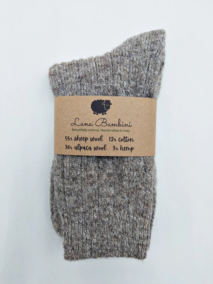 ANNA ~ Wool/Alpaca/Cotton/Hemp Sock. Natural. Undyed