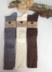 CHIARA Extra long wool and cotton socks in grey, ecru and brown