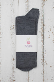 Wool & Cotton Sock <br / > CHIARA LONG  <br / > Undyed