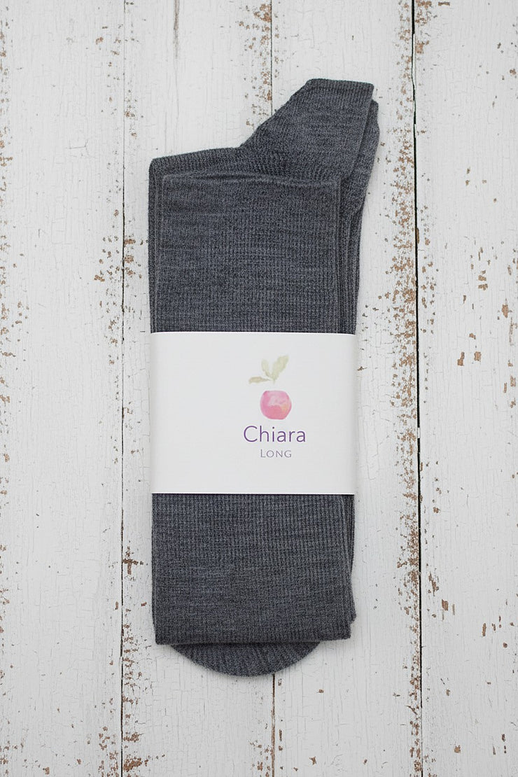 Wool & Cotton Sock <br / > CHIARA LONG  <br / > Undyed