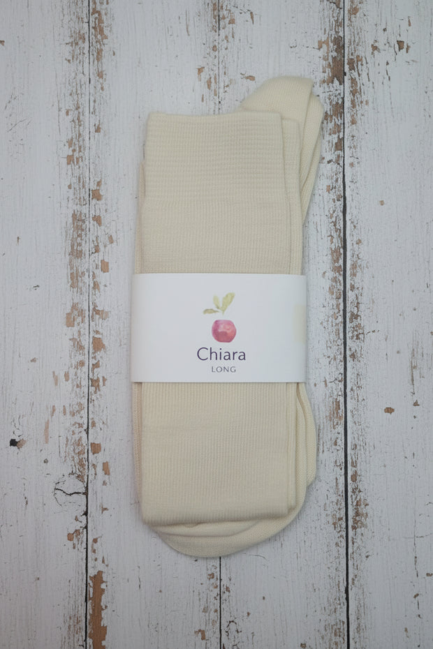 Wool & Cotton Sock <br / > CHIARA LONG  <br / > Undyed