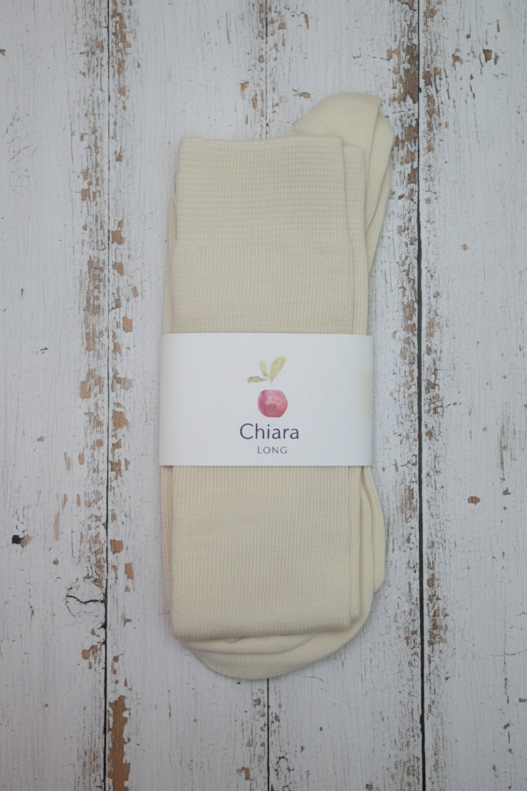 Wool & Cotton Sock <br / > CHIARA LONG  <br / > Undyed