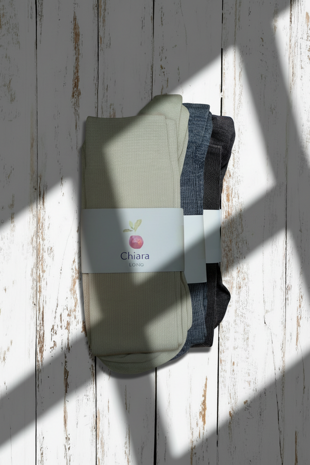 Wool & Cotton Sock <br / > CHIARA LONG  <br / > Undyed