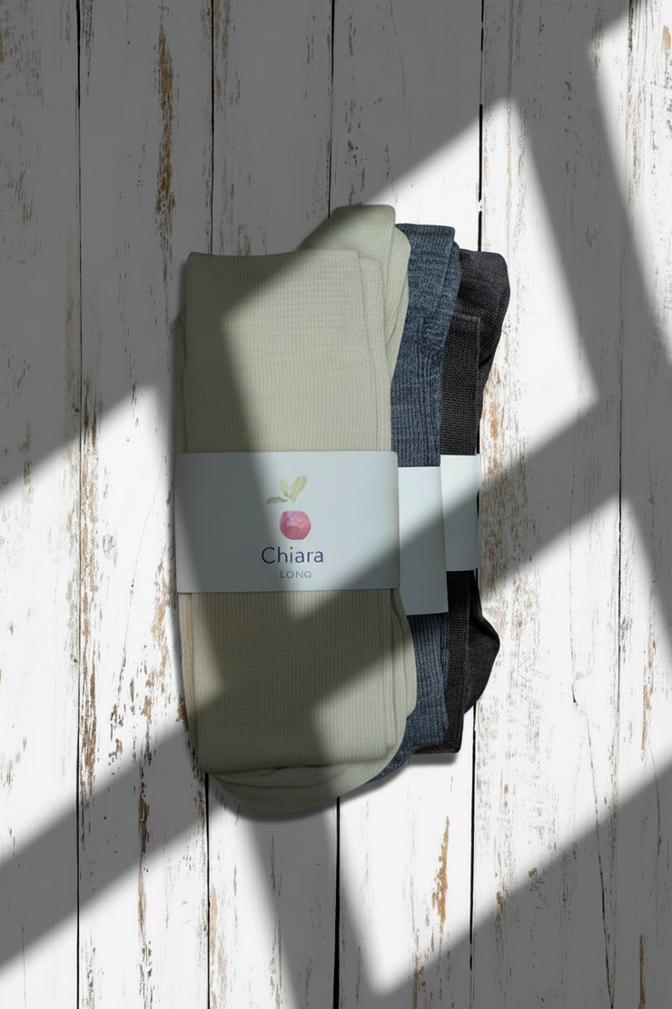 Wool & Cotton Sock <br / > CHIARA LONG  <br / > Undyed