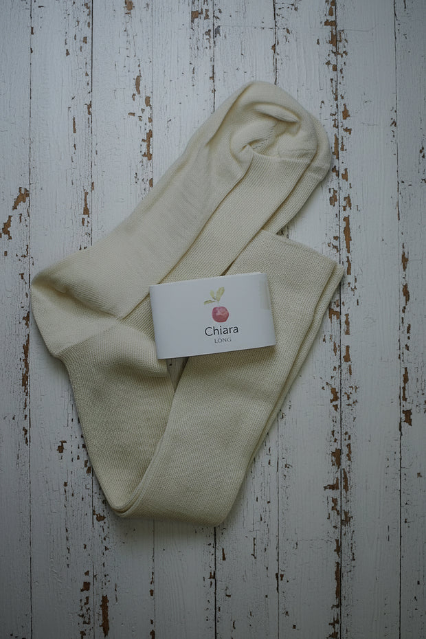 Wool & Cotton Sock <br / > CHIARA LONG  <br / > Undyed