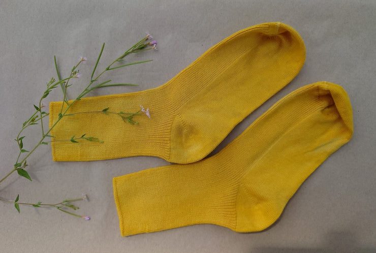 ARIA DYED ~ Children Socks. 3 Colours. Organic Cotton. Naturally dyed.  yellow