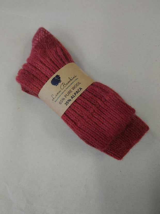 MARIA RED ~ Wool & Alpaca Sock. Naturally Dyed