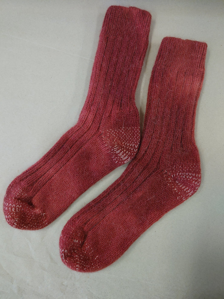 MARIA RED ~ Wool & Alpaca Sock. Naturally Dyed