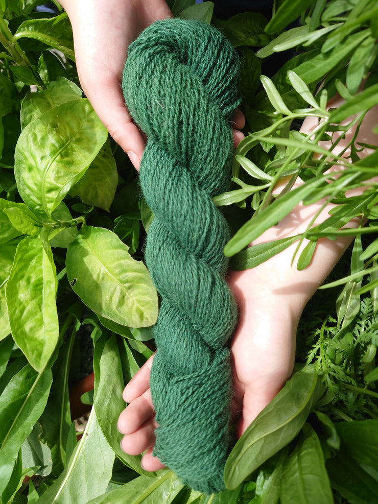 Ériu Foraoise (forest)~ Irish yarn dyed with organic indigo &amp; organic sage