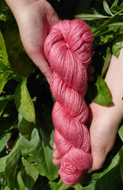 Síoda Mónóg (Cranberry)~ Merino Silk yarn dyed with organically grown cochineal bug