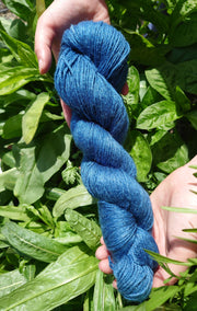 Lima Gorm (Blue) ~ Wool/Linen/Tussah Silk yarn dyed with organic indigo