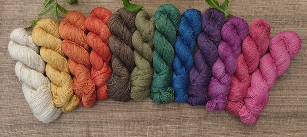 Lima  Wool/Linen/Tussah Silk yarn dyed with natural dyes