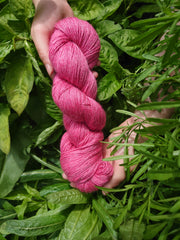 Turin Bándearg (Pink)~ Wool/Silk/Ramie yarn dyed with organically grown cochineal bugs