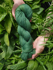 Turin Glean (glen) ~ Wool/Silk/Ramie yarn dyed with organic sage &amp; organic birch leaves