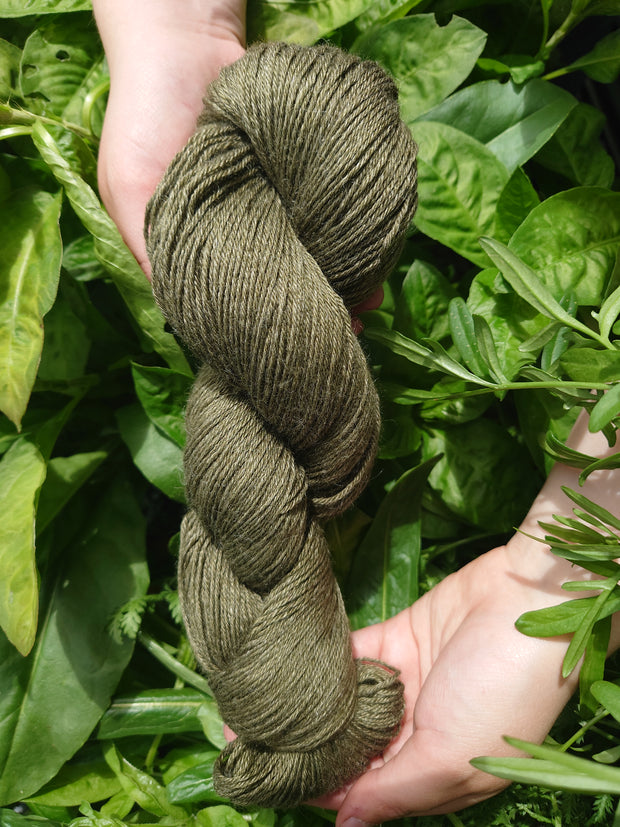 Turin Caonach (Moss) ~ Wool/Silk/Ramie yarn dyed with organic sage