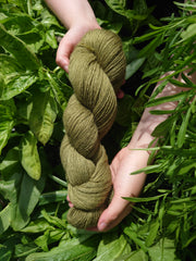 Olann Bhog Caonach (Moss) ~ Wool yarn naturally dyed with organic sage leaves