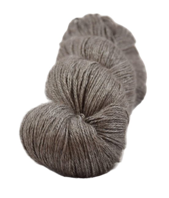 Earth coloured grey brown knitting yarn on a white background
