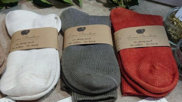 EMMA ~ Wool/Cotton/Hemp Sock. Naturally dyed.