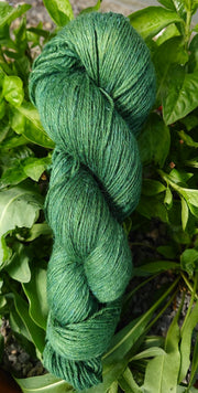 Lima Glean (glen) ~ Wool/Linen/Tussah Silk yarn dyed with organic birch leaves &amp; indigo