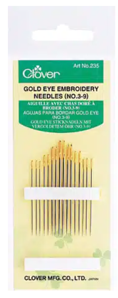 Gold Eye Embroidery Needles (No. 39) ~ Embroidery needles for European embroidery projects, 16 needles in different sizes