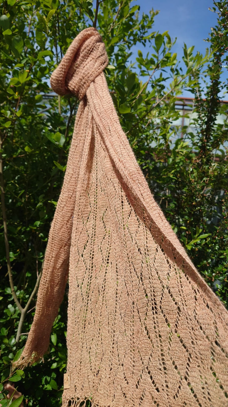 NETTLE Shawl ~ NEANTÓG  Size: 203x33cm / 81x13in  100% Nettle fibre Dye: Madder extract