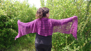 NEANTÓG CORCRA is shown here by Martina. Martina is about 172cm/5"6 tall.&nbsp;  100% Nettle fibre Dye: Organic Cochineal bugs