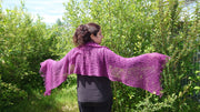 NEANTÓG CORCRA is shown here by Martina. Martina is about 172cm/5"6 tall.&nbsp;  100% Nettle fibre Dye: Organic Cochineal bugs