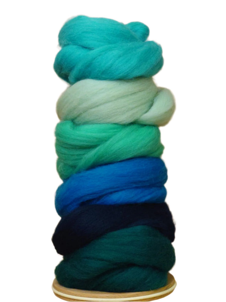 TURQUOISE & TEAL ~ European merino mixed bag