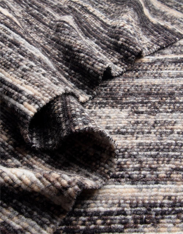 LANADA ORGANIC COAL ~ Knitted and fluffed Wool fabric - Wool Walk fabric designed for coats, jackets, skirts, hats, dress, mittens