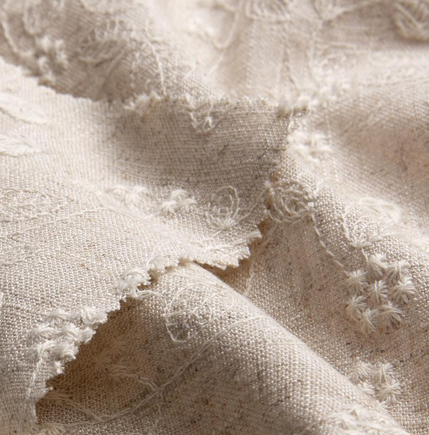 MOIRA ~ Linen / Viscose Fabric flower detail