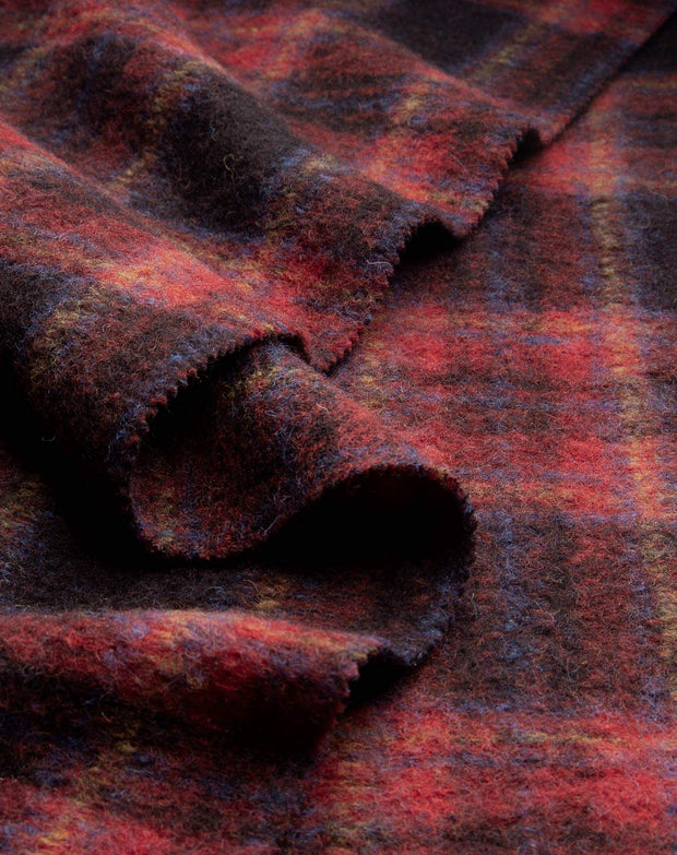 Close-up of red and brown plaid fabric