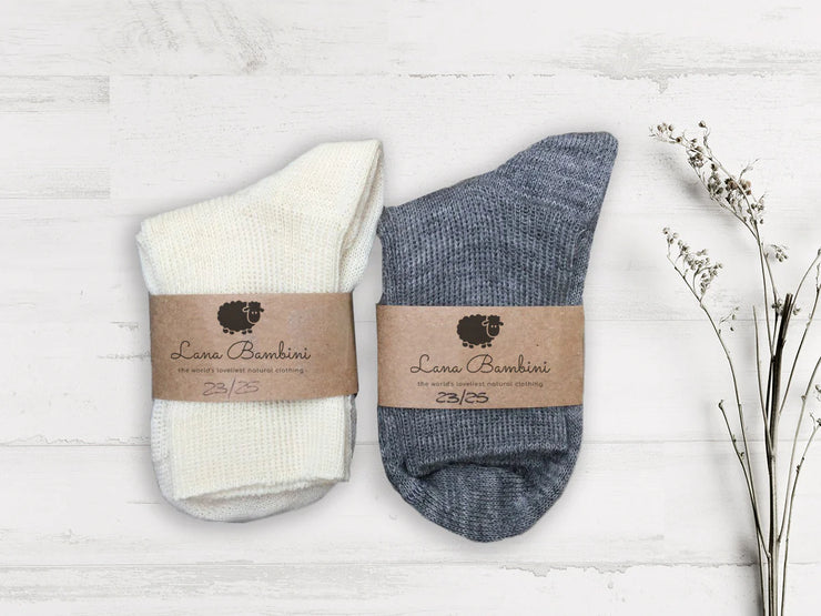 PIA ~ Children's Socks. Natural wool/organic cotton. Undyed