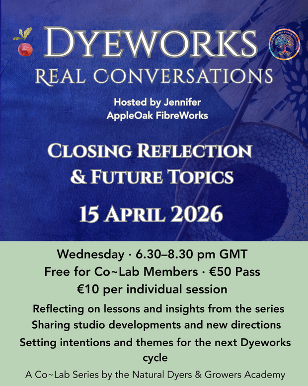 Promotional flyer for Dyeworks event with details about 'Real Conversations' and 'Closing Reflection & Future Topics'.