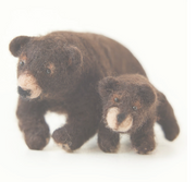 Needle Felting Kit ~ Woodland animals bear and cub