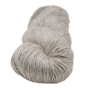 Light Silver coloured knitting yarn on a white background