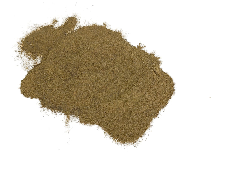 Brown Solidago extract powder on a white background