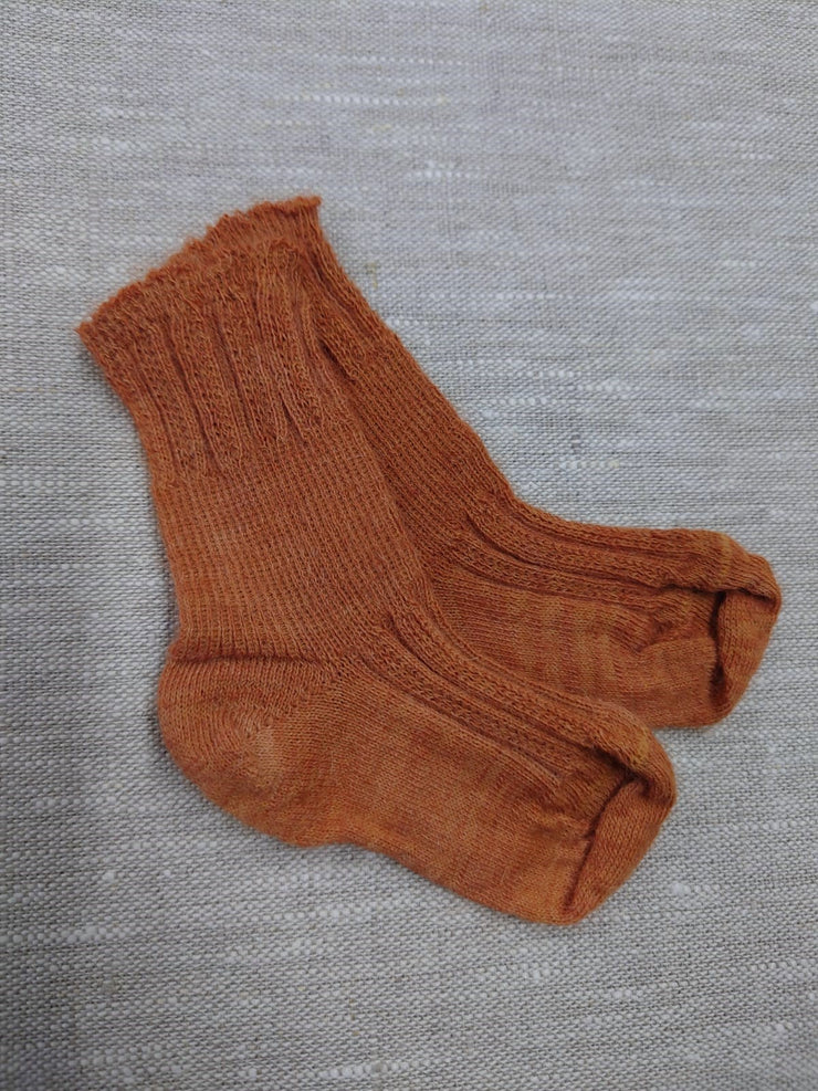 LUCA ~ Baby Socks. Naturally dyed. Wool & organic cotton. fox colour