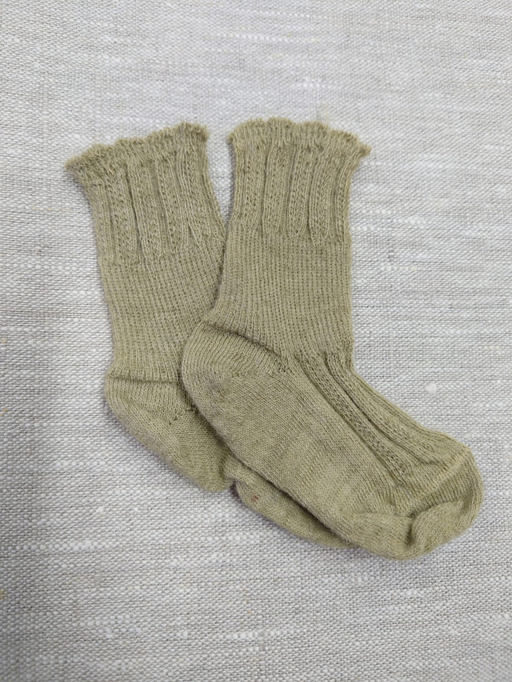 LUCA ~ Baby Socks. Naturally dyed. Green socks, Wool & organic cotton.