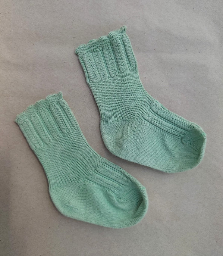 LUCIA DYED ~ Baby Socks. 3 Colours. Organic Cotton. Naturally dyed mint green