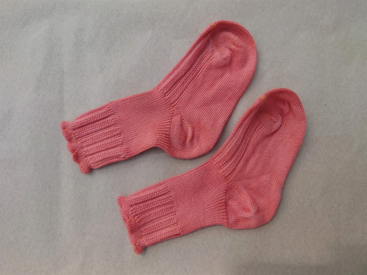 LUCIA DYED ~ Baby Socks. 3 Colours. Organic Cotton. Naturally dyed rose red
