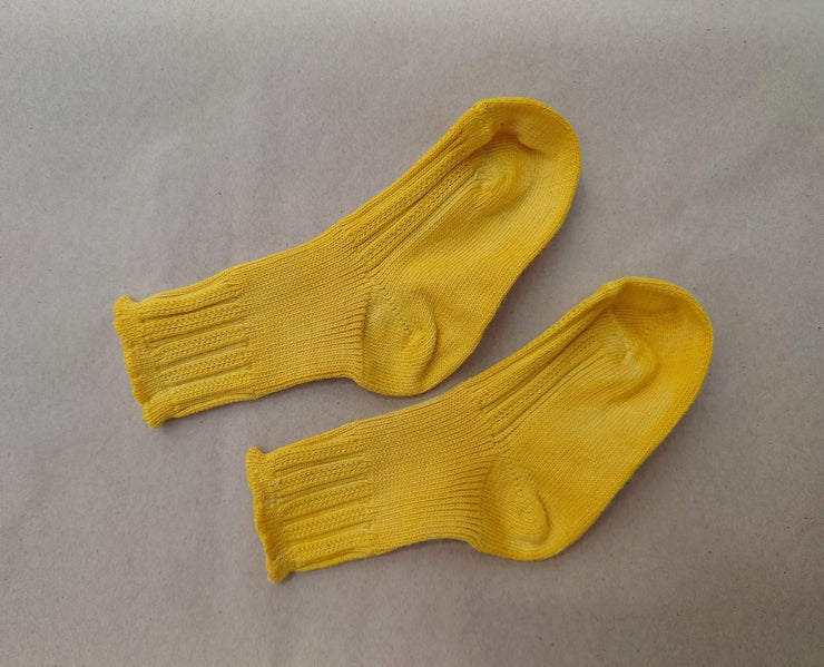 LUCIA DYED ~ Baby Socks. 3 Colours. Organic Cotton. Naturally dyed organic weld dyed yellow
