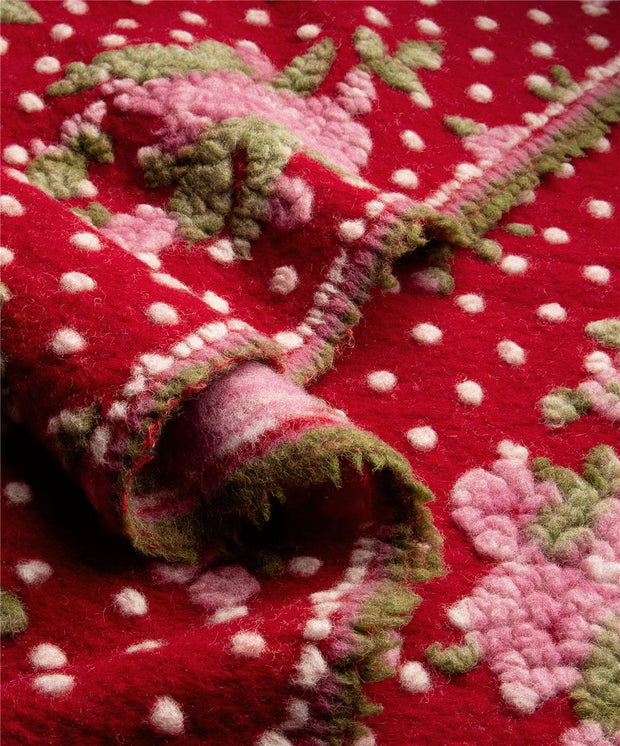 DOTTY & ROSES ON RED ~ Felted Wool fabric