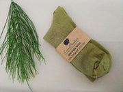 CHIARA DYED ~ Wool Sock. Naturally dyed. green with label