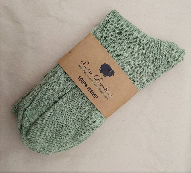 ENRICO DYED ~ 100% Hemp Sock. Naturally dyed green