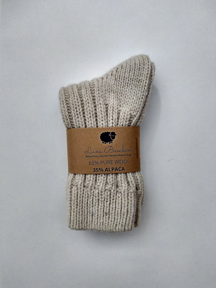 MARIA ECRU~ Wool & Alpaca Sock. Natural. Undyed
