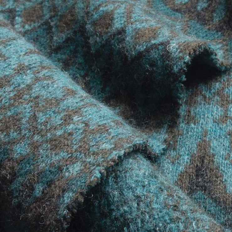 Close-up of textured teal and brown fabric