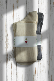 Wool & Cotton Children's Socks  <br / > PIA LONG  <br / > Undyed